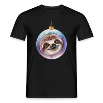 Christmas Sloth Santa - Men's T-Shirt - black - Front - AI Model Male 178 light (178cm)