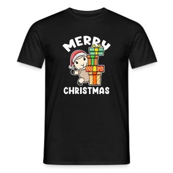 Merry Christmas sheep with gifts - Men's T-Shirt - black - Front - AI Model Male 178 light (178cm)