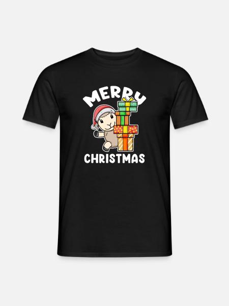 Merry Christmas sheep with gifts - Men's T-Shirt - black