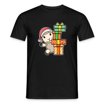 Christmas sheep with gifts - Men's T-Shirt - black - Front - AI Model Male 178 light (178cm)