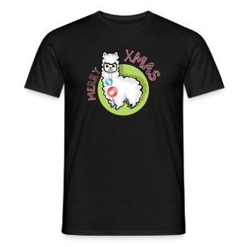 merry christmas alpaca symbol nature animals xmas - Men's T-Shirt - black - Front - AI Model Male 178 light (178cm)