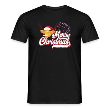 Lettrage de renne de Noël festif - T-shirt homme - noir - Devant - AI Model Male 178 light (178cm)