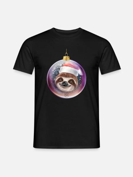 Lustiges Faultier zu Weihnachten - Männer T-Shirt - Schwarz