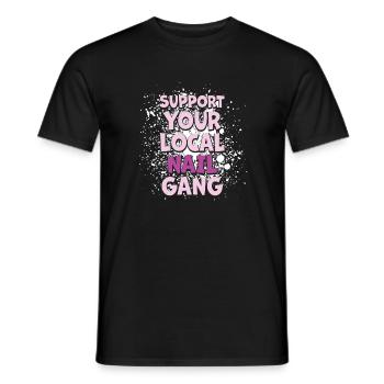 Soutenez votre Nail Gang Nail Tech local - T-shirt homme - noir - Devant - AI Model Male 178 light (178cm)