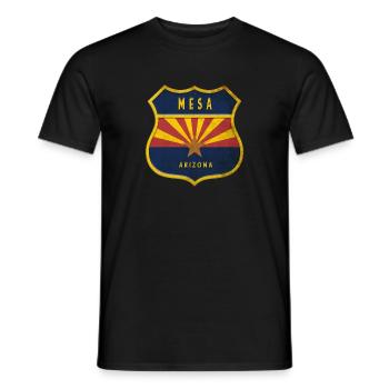 Mesa Arizona flag crest design - Men's T-Shirt - black - Front - AI Model Male 178 light (178cm)