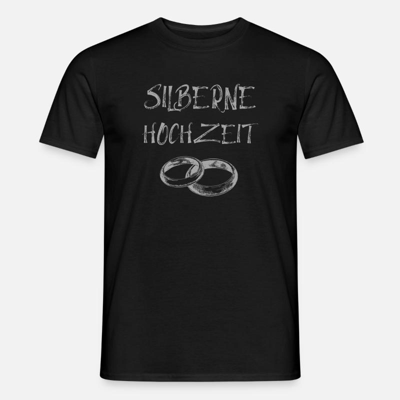 Silberne Hochzeit Text Silberne Eheringe - Männer T-Shirt - Schwarz