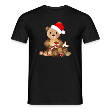 goldiger Bär für Weihnachten mit Weihnachtsmütze - Männer T-Shirt - Schwarz - Vorne - AI Model Male 178 light (178cm)