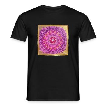 BlumenMandala HerzEnergie - Sonja Ariel von Staden - Männer T-Shirt - Schwarz - Vorne - AI Model Male 178 light (178cm)