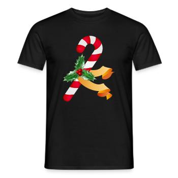 Candy cane and holly for the Christmas season - Men's T-Shirt - black - Front - AI Model Male 178 light (178cm)
