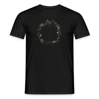 Couronne festive dorée avec ruban - T-shirt homme - noir - Devant - AI Model Male 178 light (178cm)