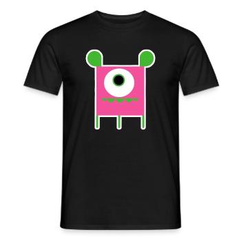 Pink Cyclops Monster | Funny Square Alien - Men's T-Shirt - black - Front - AI Model Male 178 light (178cm)