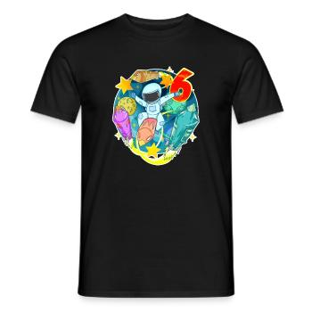 6. Geburtstag 6 Jahre Junge Astronaut Weltall - Männer T-Shirt - Schwarz - Vorne - AI Model Male 178 light (178cm)