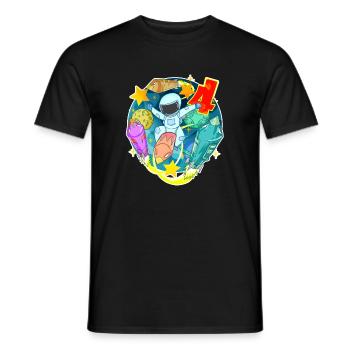 4e anniversaire 4 ans Espace jeune astronaute - T-shirt homme - noir - Devant - AI Model Male 178 light (178cm)