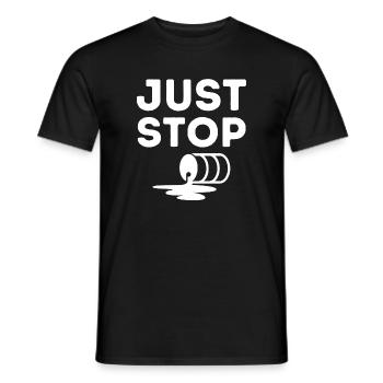 just stop oil, écologie, pétrole - T-shirt homme - noir - Devant - AI Model Male 178 light (178cm)