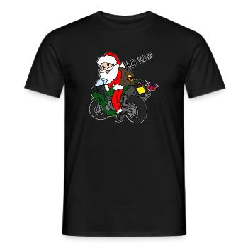 Père Noël de Noël à moto avec des cadeaux - T-shirt homme - noir - Devant - AI Model Male 178 light (178cm)