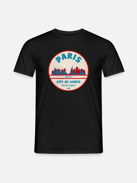 Pariser Stadtlichter Retro Abzeichen - Männer T-Shirt - Schwarz