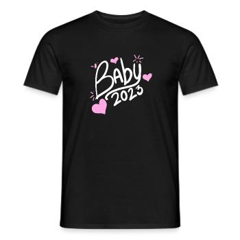 Bébé 2023 - Naissance Enceinte 2023 Grossesse - T-shirt homme - noir - Devant - AI Model Male 178 light (178cm)