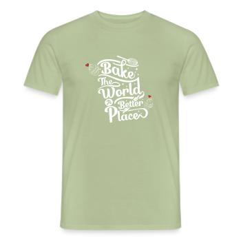 Bake the World a Better Place - Baking Lovers - Men's T-Shirt - sage - Front - AI Model Male 178 light (178cm)