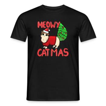 Meowy Catmas Katze Weihnachtssweater - Männer T-Shirt - Schwarz - Vorne - AI Model Male 178 light (178cm)