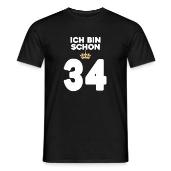 34. Geburtstag Geschenk - 34 Jahre mit Krone - Männer T-Shirt - Schwarz - Vorne - AI Model Male 178 light (178cm)