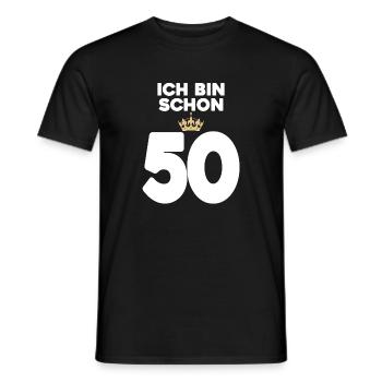 50. Geburtstag Geschenk - 50 Jahre mit Krone - Männer T-Shirt - Schwarz - Vorne - AI Model Male 178 light (178cm)