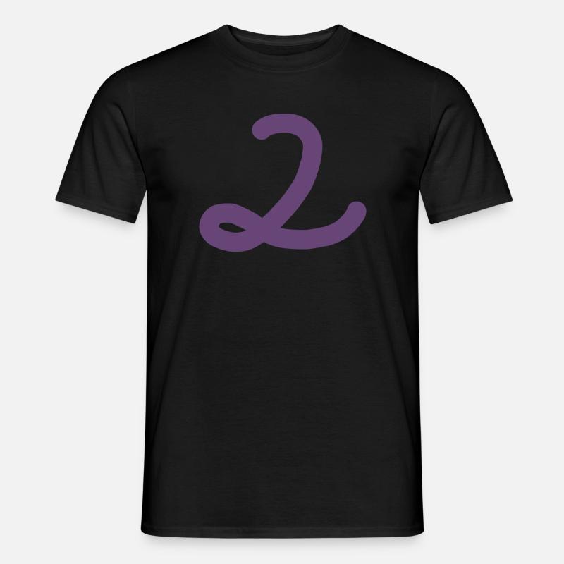 2 Nummer zwei Zahl violett - Männer T-Shirt - Schwarz