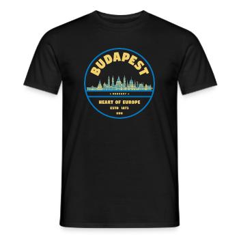 Budapest Skyline Emblem Heart of Europe - Men's T-Shirt - black - Front - AI Model Male 178 light (178cm)