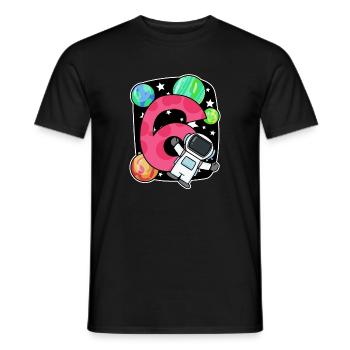 6th birthday 6 years young astronaut universe - Men's T-Shirt - black - Front - AI Model Male 178 light (178cm)