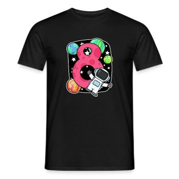 8e anniversaire 8 ans jeune astronaute de l’espace - T-shirt homme - noir - Devant - AI Model Male 178 light (178cm)