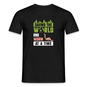 Save The World Humour Vermiculture Humour pour un - T-shirt homme - noir - Devant - AI Model Male 178 light (178cm)
