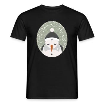 mignon bonhomme de neige avec casquette et nez de navet - T-shirt homme - noir - Devant - AI Model Male 178 light (178cm)