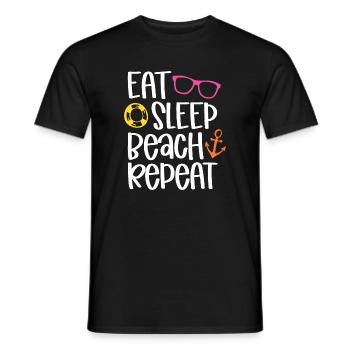 Manger dormir sur la plage répéter - T-shirt homme - noir - Devant - AI Model Male 178 light (178cm)