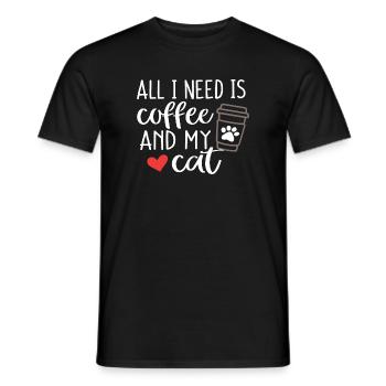 Alles, was ich brauche, ist Kaffee und meine Katze - Männer T-Shirt - Schwarz - Vorne - AI Model Male 178 light (178cm)
