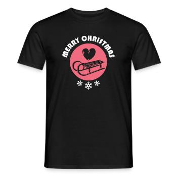 Winter Schlitten Schnee Symbol Herz Rodeln Grafik - Männer T-Shirt - Schwarz - Vorne - AI Model Male 178 light (178cm)