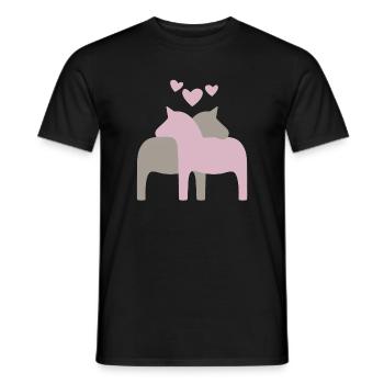 Dala horse hearts scandinavian christmas love - Men's T-Shirt - black - Front - AI Model Male 178 light (178cm)