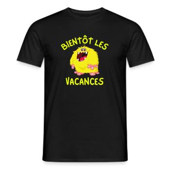 vacances, partir en vacances, besoin de vacances - T-shirt homme - noir - Devant - AI Model Male 178 light (178cm)