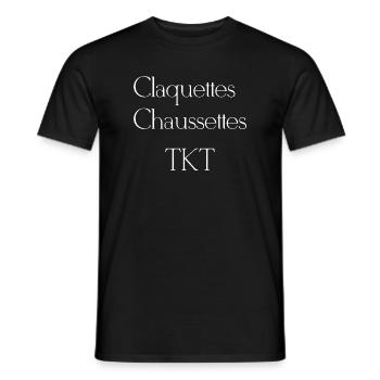 CLAQUETTES CHAUSSETTES TKT - T-shirt homme - noir - Devant - AI Model Male 178 light (178cm)