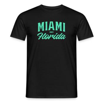 Miami Florida Teal Font - Men's T-Shirt - black - Front - AI Model Male 178 light (178cm)