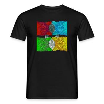 Colourful Cats (Pop Art) designed by HeiArts - Men's T-Shirt - black - Front - AI Model Male 178 light (178cm)