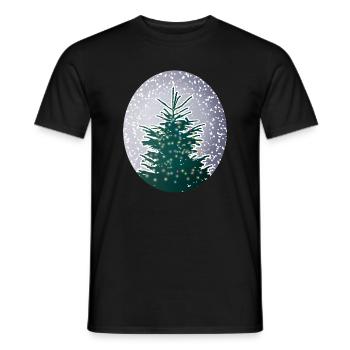 illuminated Christmas tree in the snow - Men's T-Shirt - black - Front - AI Model Male 178 light (178cm)