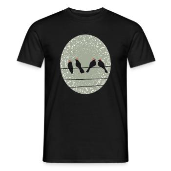 Vögel auf Stromleitung mit Santa Weihnachtsmützen - Männer T-Shirt - Schwarz - Vorne - AI Model Male 178 light (178cm)
