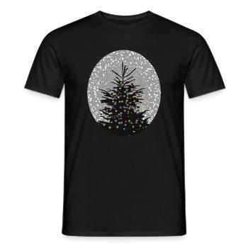 illuminated Christmas tree in the snow - Men's T-Shirt - black - Front - AI Model Male 178 light (178cm)