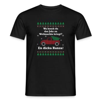 Wa hosch du des Johr zu Weihnachta kriegt? - Männer T-Shirt - Schwarz - Vorne - AI Model Male 178 light (178cm)