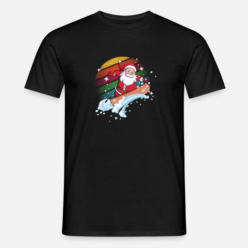 Santa Surfer Regenbogen - Männer T-Shirt - Schwarz