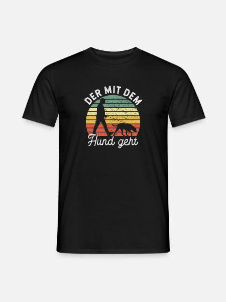 Der mit dem Hund geht - Gassi gehen - Männer T-Shirt - Schwarz