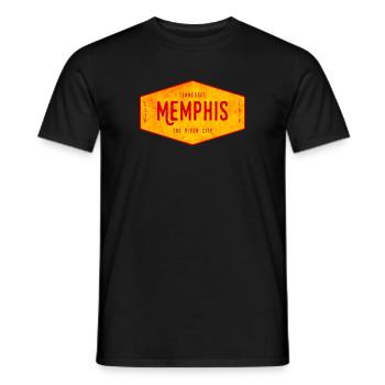 Memphis Stil Schild – River City - Männer T-Shirt - Schwarz - Vorne - AI Model Male 178 light (178cm)