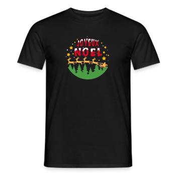 joyeux noël traineau et étoiles - T-shirt homme - noir - Devant - AI Model Male 178 light (178cm)