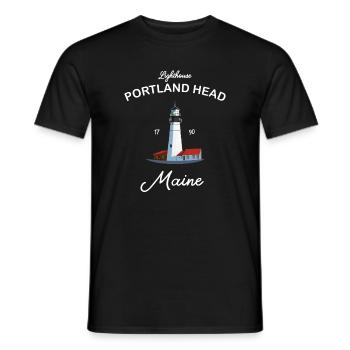 Portland, Lighthouse Head, Maine - T-shirt homme - noir - Devant - AI Model Male 178 light (178cm)