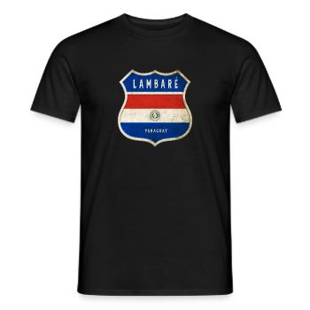 Lambaré Paraguay coat of arms flag design - Men's T-Shirt - black - Front - AI Model Male 178 light (178cm)