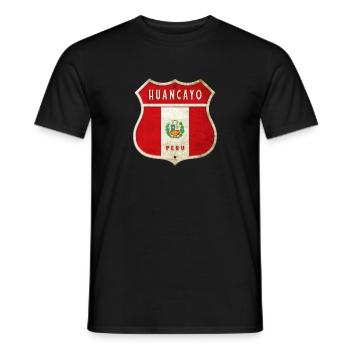 Armoiries de Huancayo, motif du drapeau du Pérou - T-shirt homme - noir - Devant - AI Model Male 178 light (178cm)